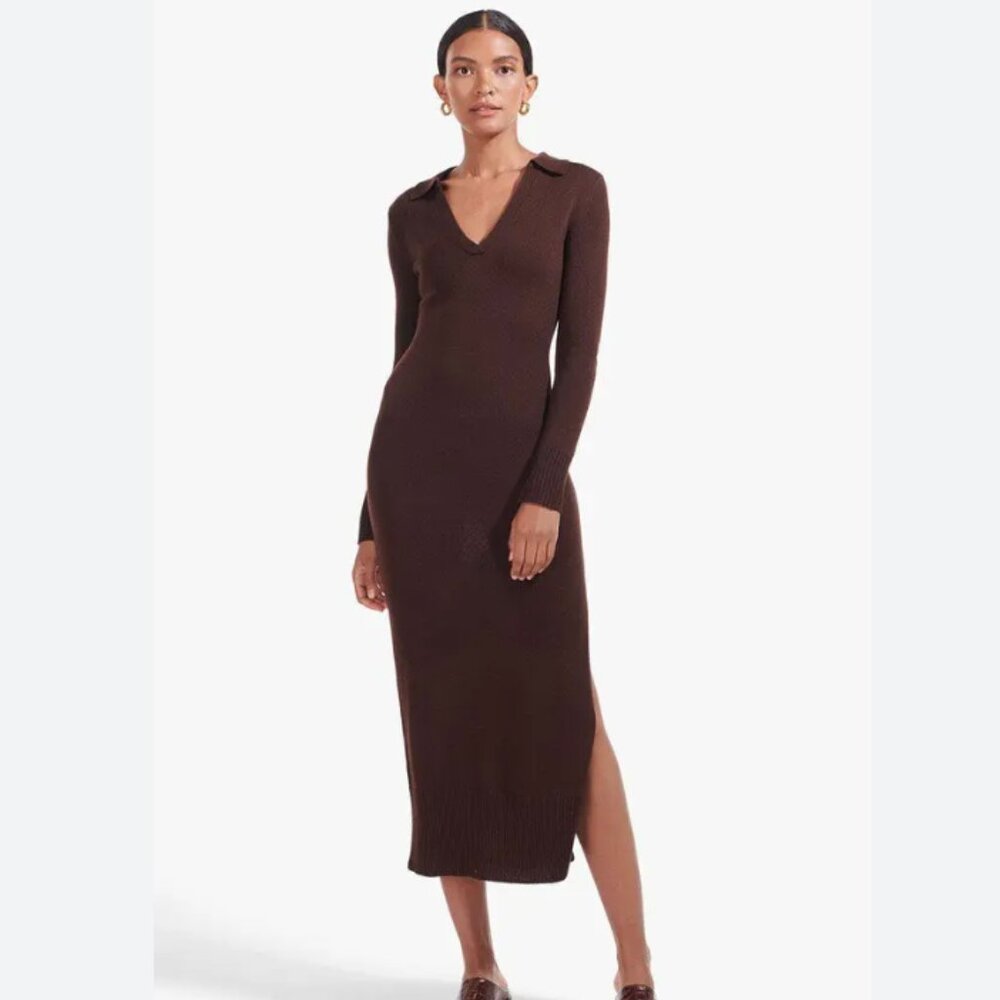 NWT STAUD Chocolate Brown Knit Dress